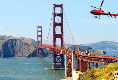 旧金山直升机巡航金门大桥恶魔岛渔人码头九曲花街（全景普通版）（1日行程）