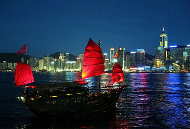香港张保仔维多利亚港复古红帆船夜游(场次-17:30）（1日行程）